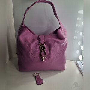 Dooney & Bourke Logo Lock Hobo Shoulder Bag in Lilac & Keychain EUC